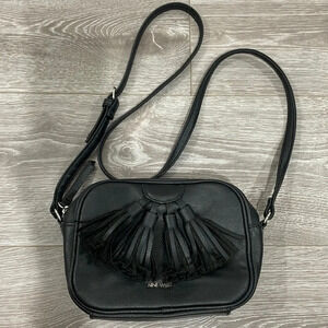 Nine West Black Faux Leather Crossbody Purse with Tassels